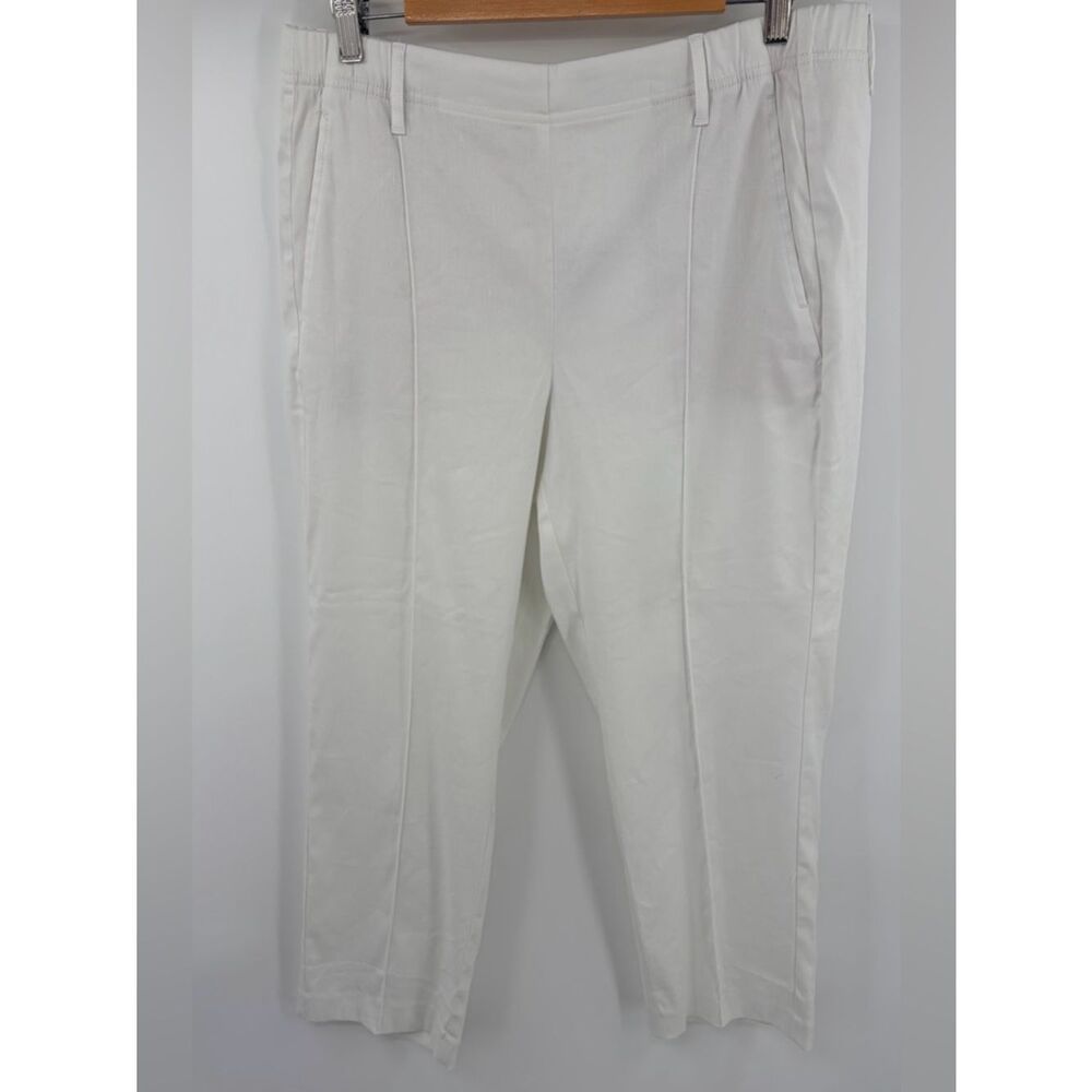 J.Jill linen blend stretch white straight leg pull on pant women’s L NWT resort